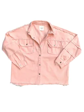 Jacket Denim By Fantastic Fawn In Pink, Size: M