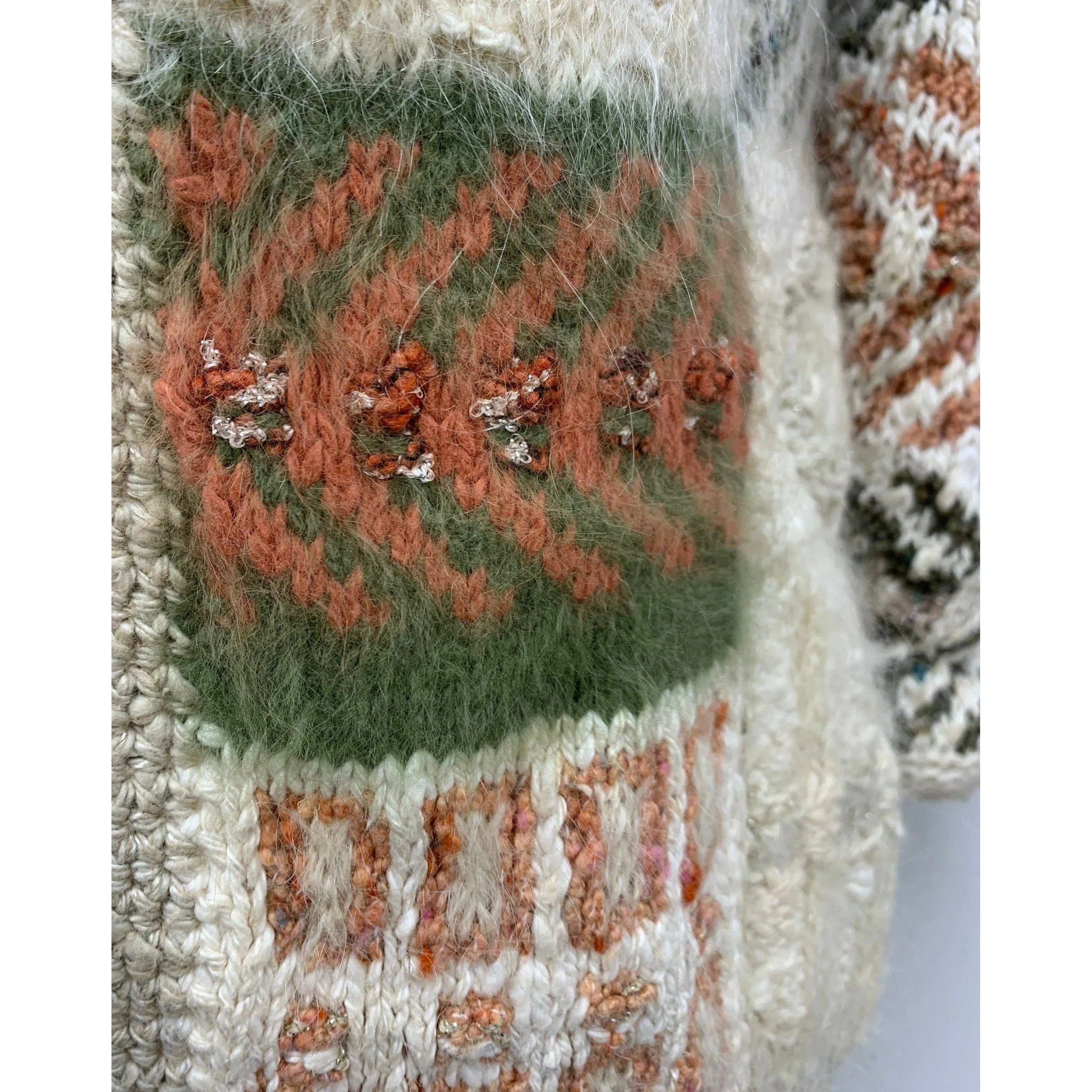 1980 Anny Blatt designed hand knit. The yarns are all French and Italian. Wool, Angora, Cotton, Linen and Mohair. Size M