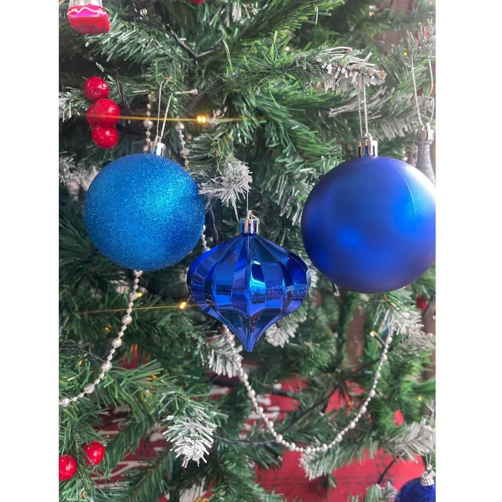 29 pcs Shiny Metallic Cobalt Blue Hanging Christmas Tree Ornaments