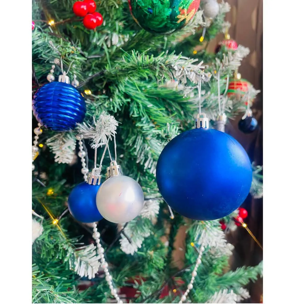 34 pcs, Blue & Silver Colour Hanging Christmas Tree Ornaments