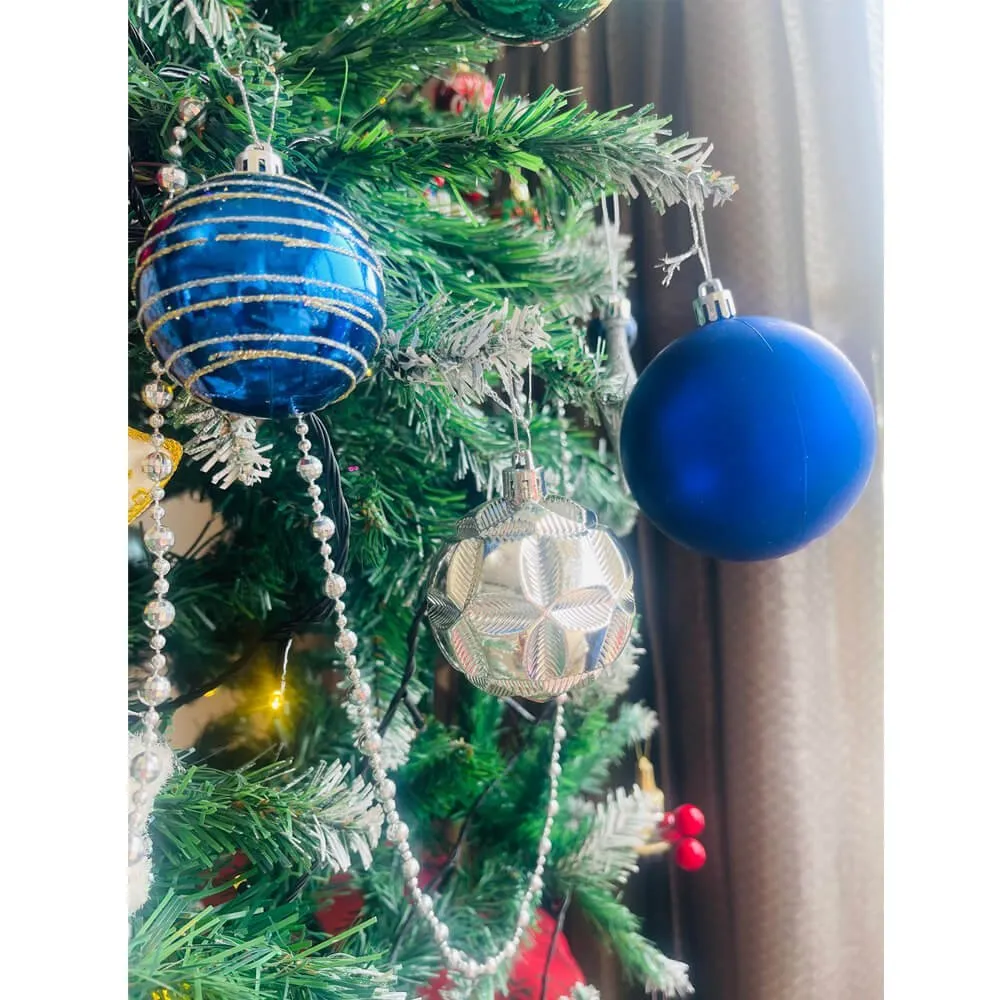 34 pcs, Blue & Silver Colour Hanging Christmas Tree Ornaments