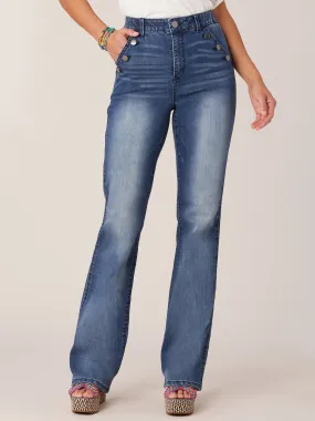 34" Inseam Long Blue "Ab"solution Skyrise Flare Jean