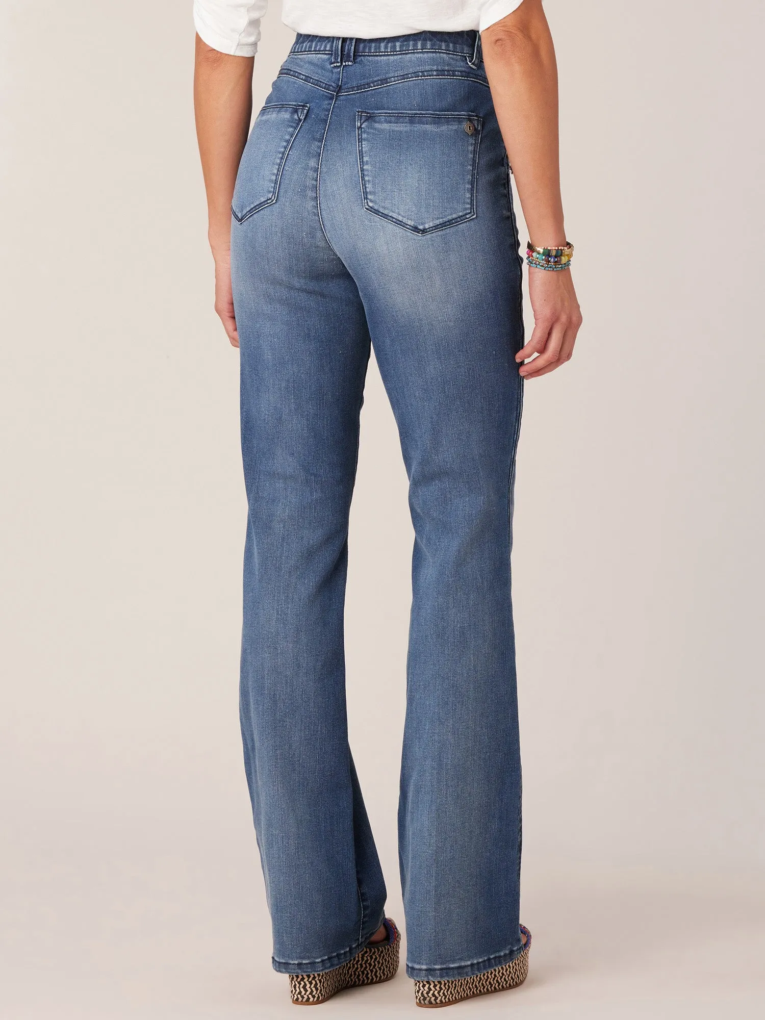 34" Inseam Long Blue "Ab"solution Skyrise Flare Jean