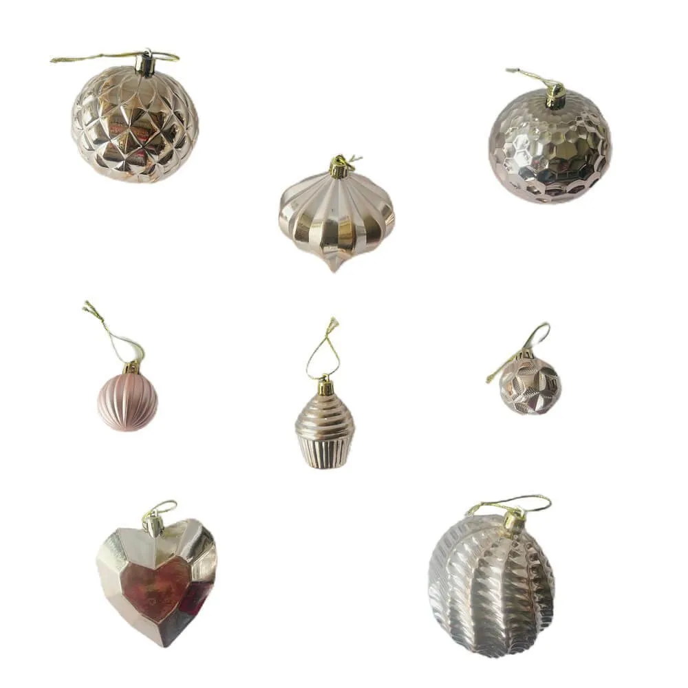 40 pcs, Rose Gold Theme Hanging Christmas Tree Ornaments