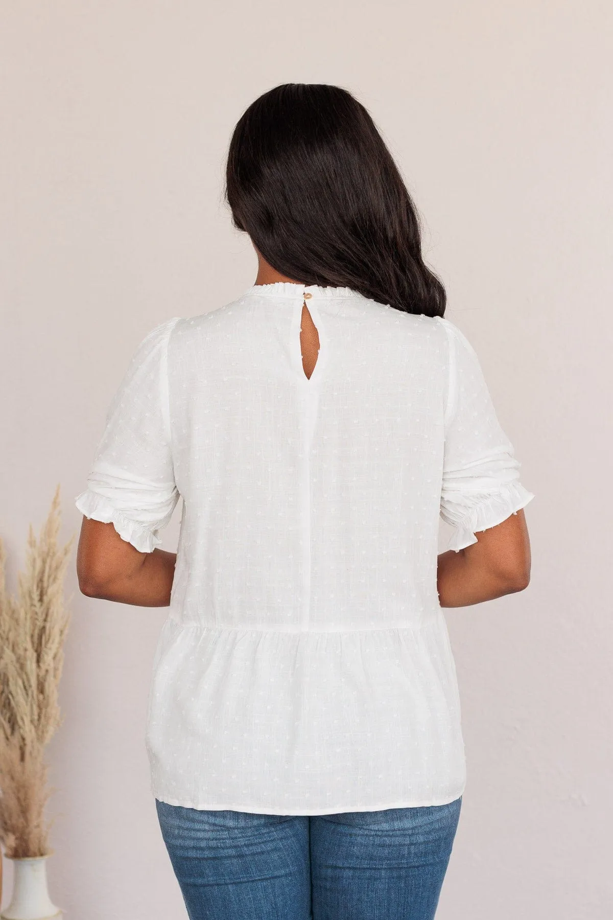 A New Vision Peplum Blouse- White