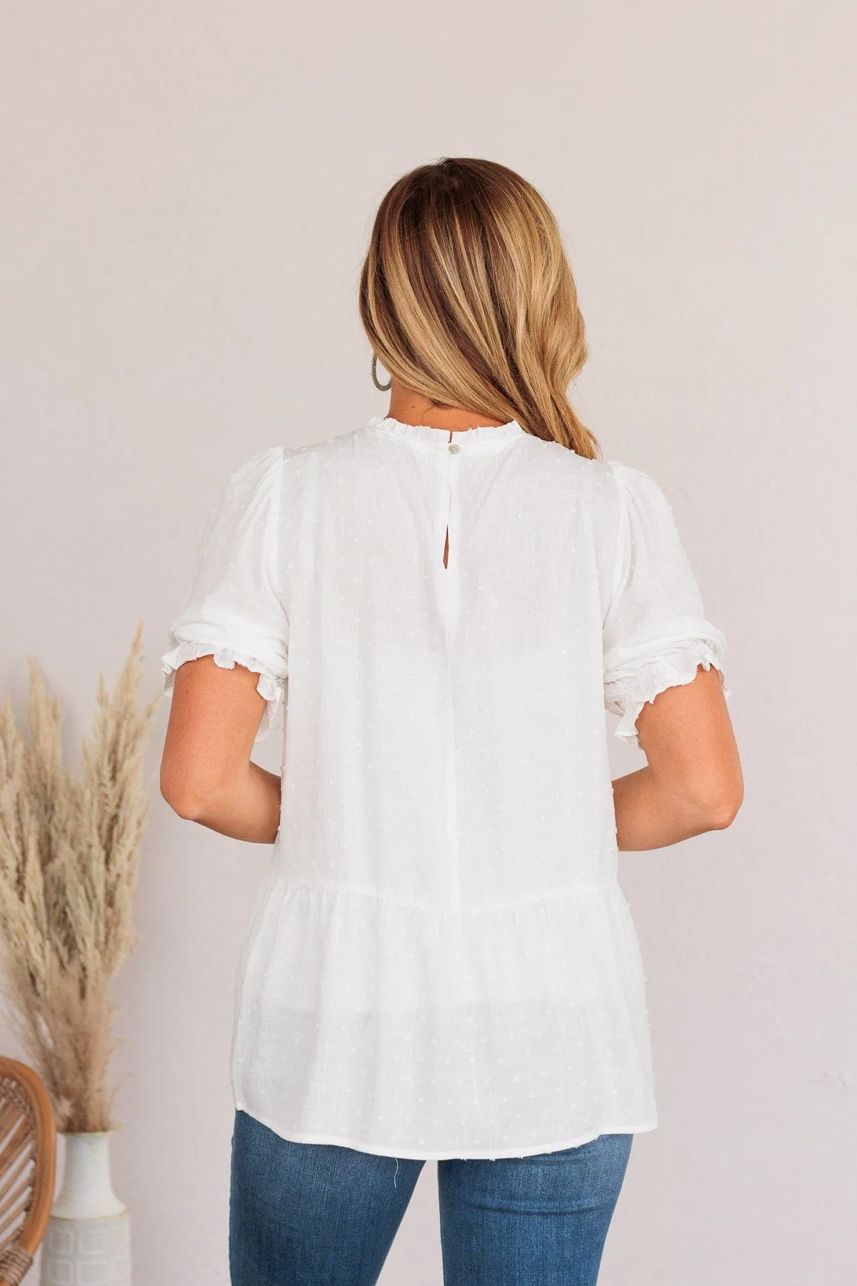 A New Vision Peplum Blouse- White