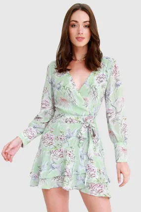 A Night With You Mini Wrap Dress in Mint