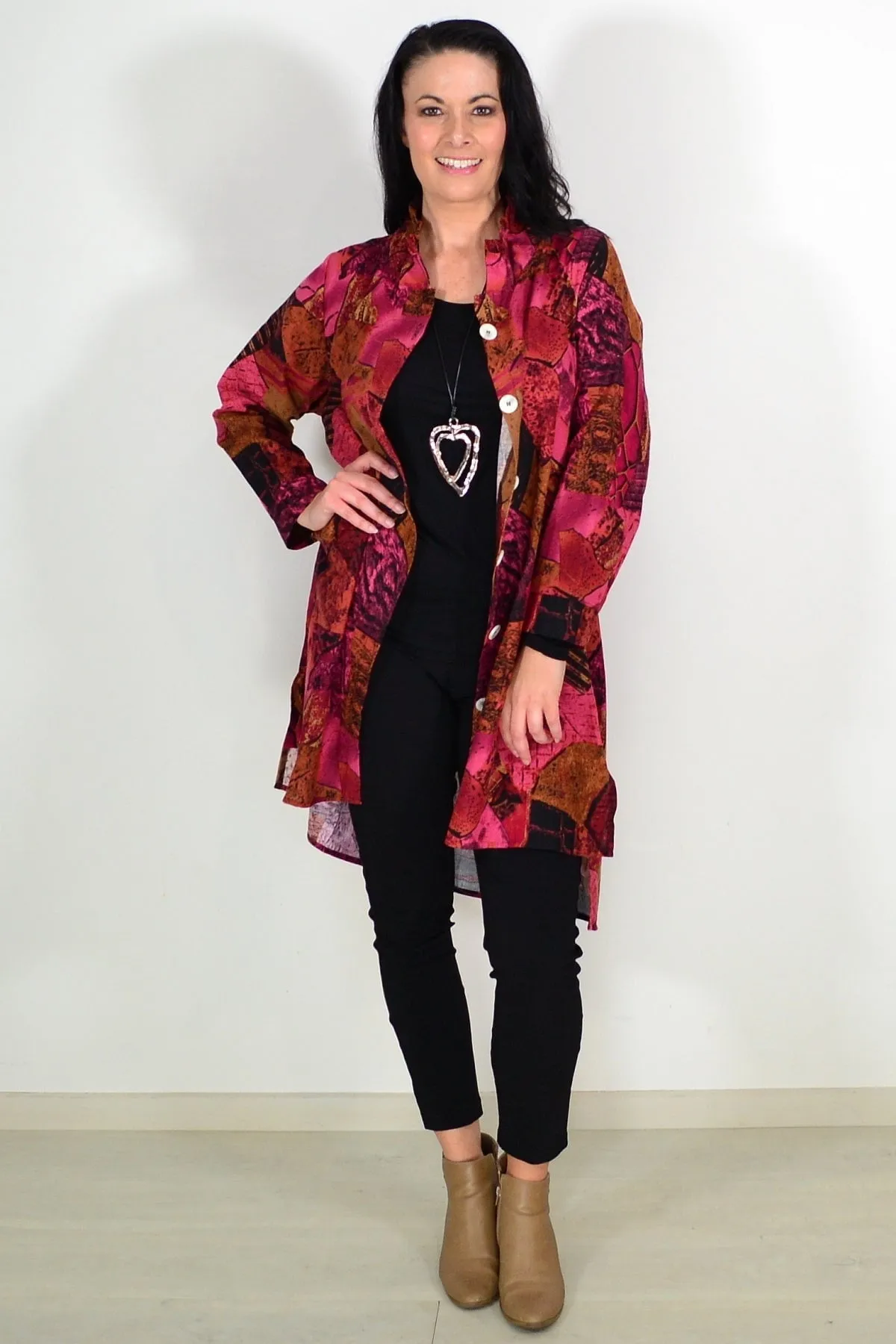 Abstract Pink Mustard Tunic Shirt