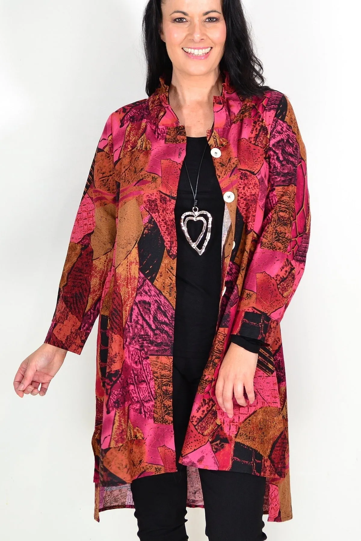 Abstract Pink Mustard Tunic Shirt