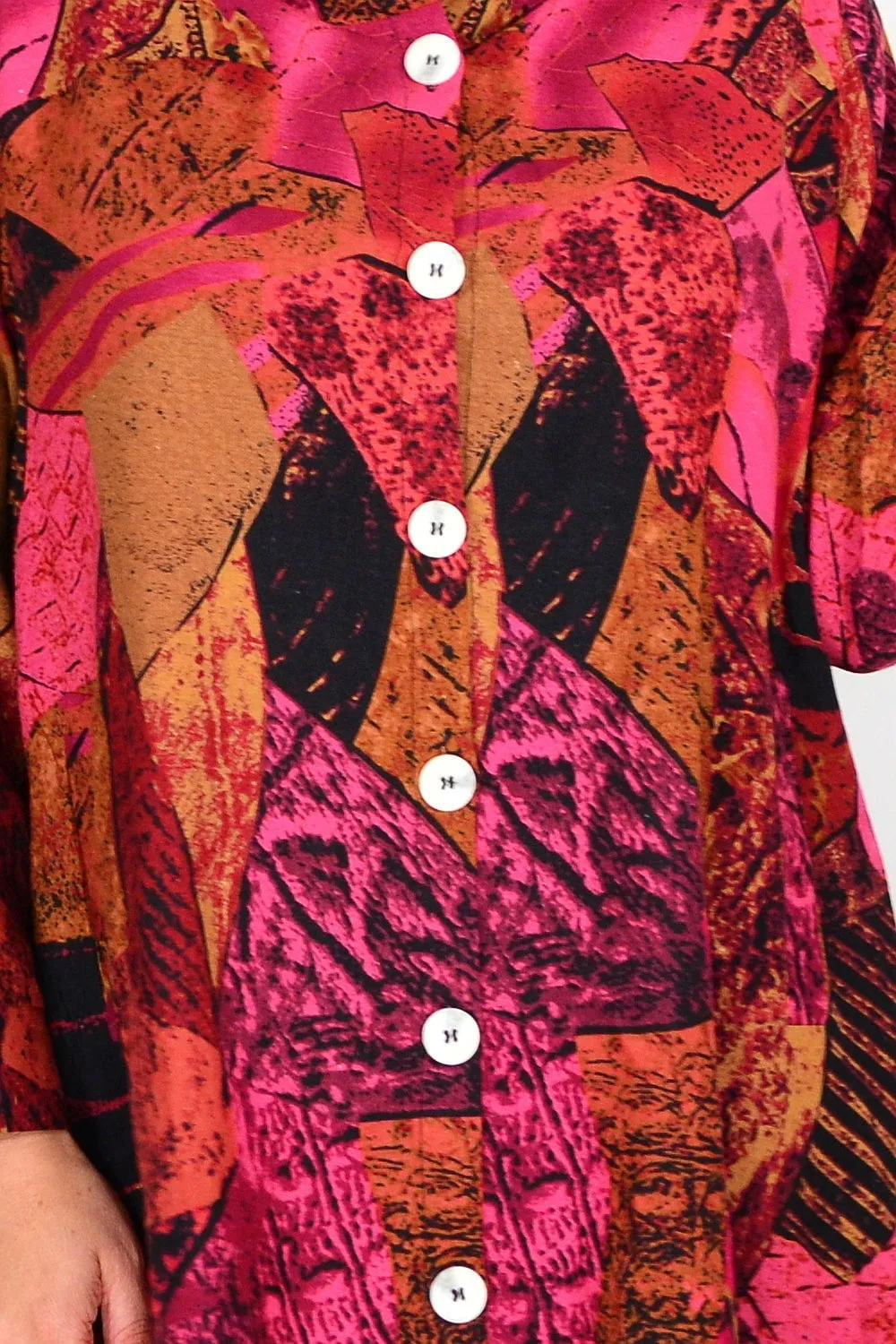 Abstract Pink Mustard Tunic Shirt