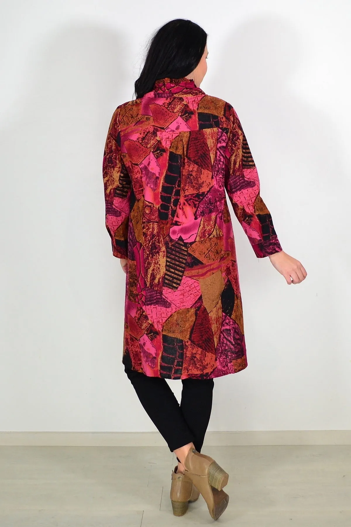 Abstract Pink Mustard Tunic Shirt