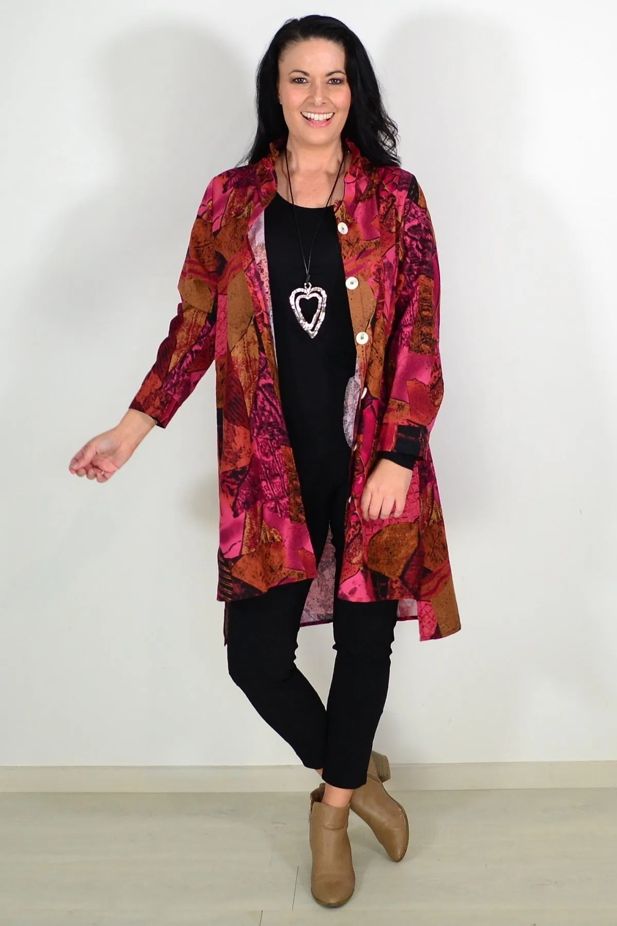 Abstract Pink Mustard Tunic Shirt