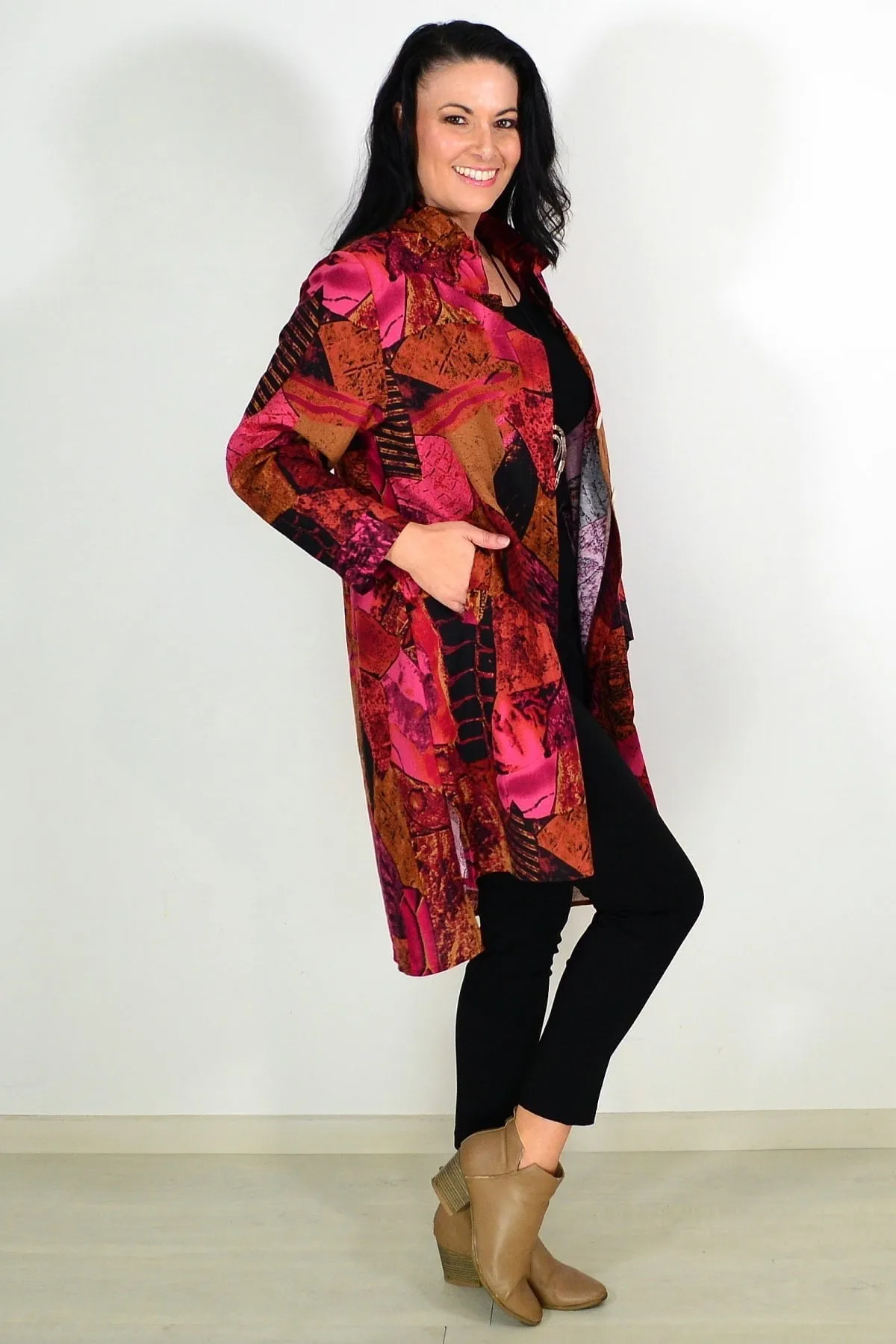 Abstract Pink Mustard Tunic Shirt