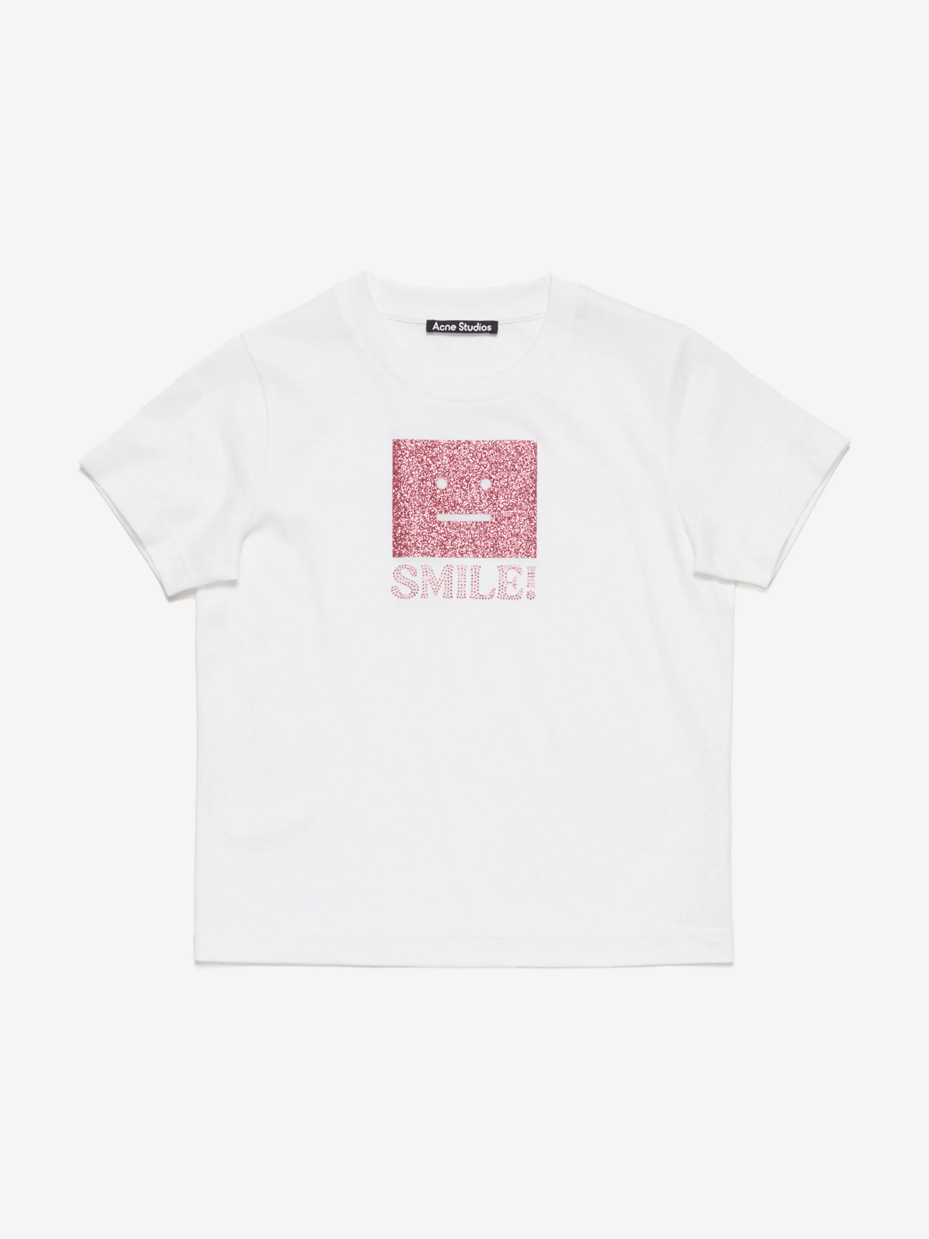 Acne Studios Kids Nash Smiling Face T-Shirt in White