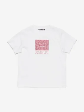 Acne Studios Kids Nash Smiling Face T-Shirt in White