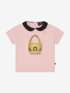 Aigner Baby Girls Bag Print T-Shirt in Pink