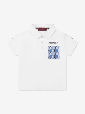 Aigner Boys Pocket Polo Shirt in White