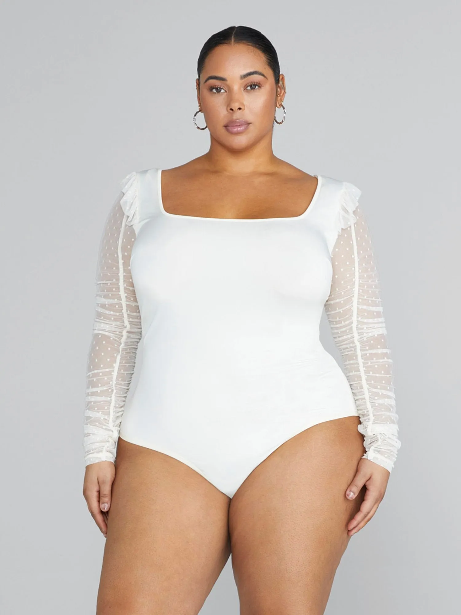 Aisha Swiss Dot Sleeve Knit Bodysuit