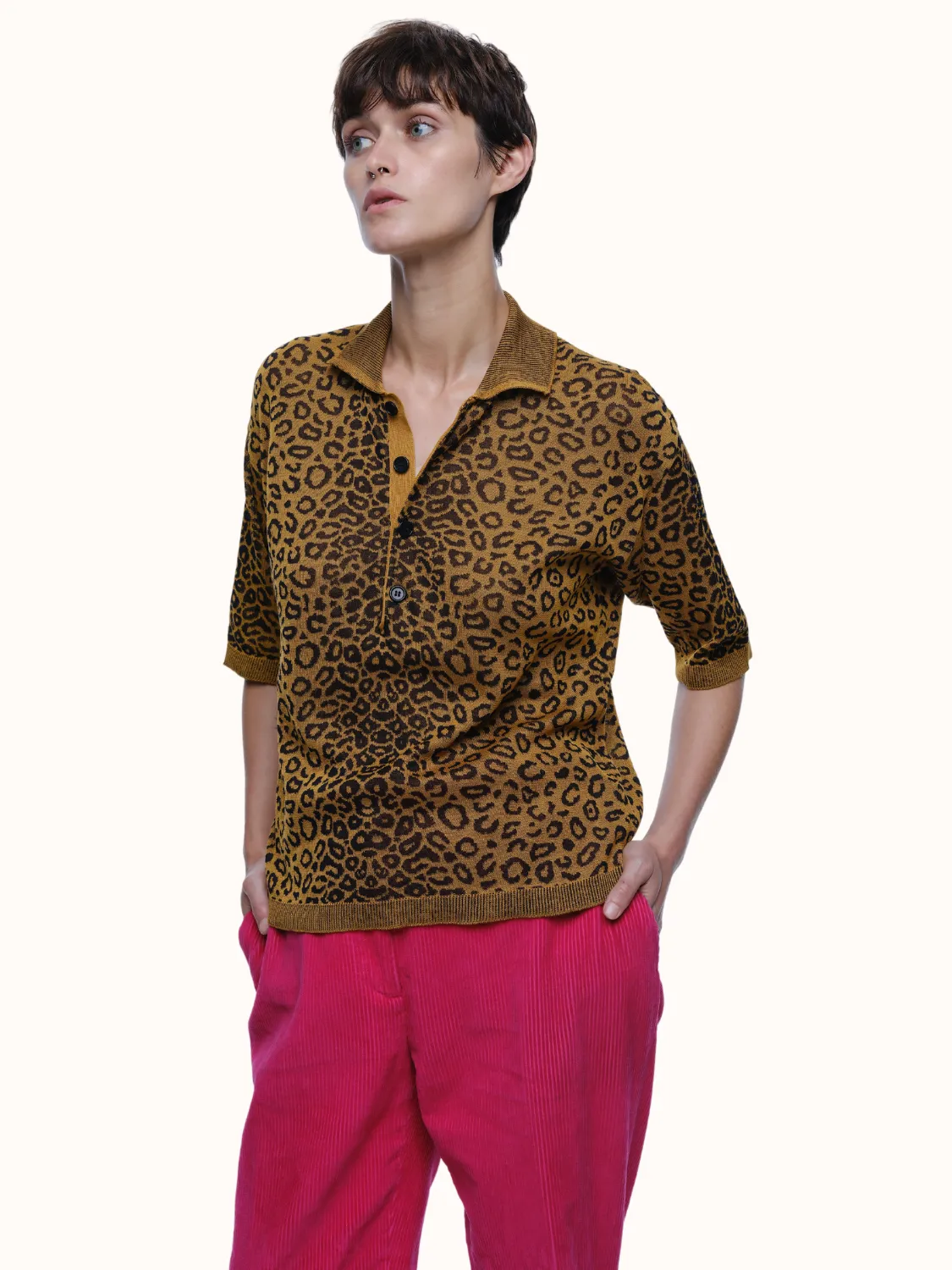 Alessandro Leopard Polo in Organic Cotton