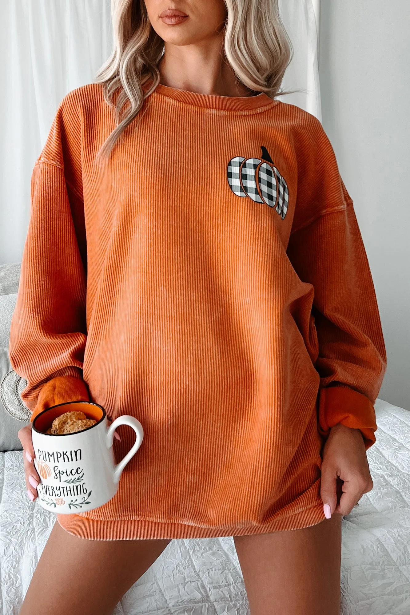 All Things Fall Double-Sided Corded Graphic Crewneck (Burnout Orange) - Print On Demand