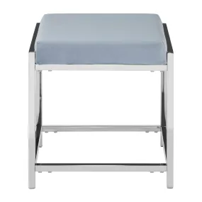 Allure Powder Blue Velvet / Silver Stool