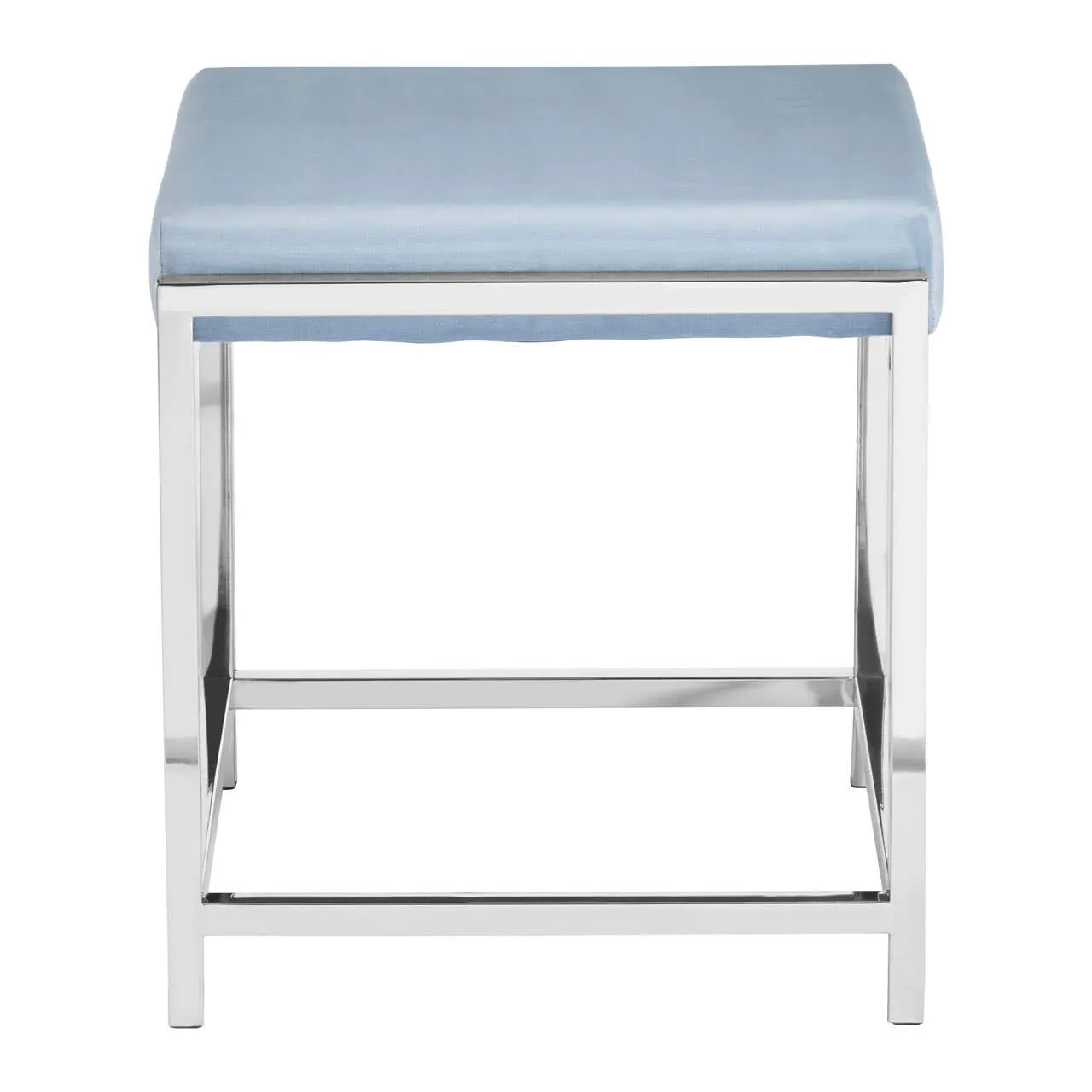 Allure Powder Blue Velvet / Silver Stool