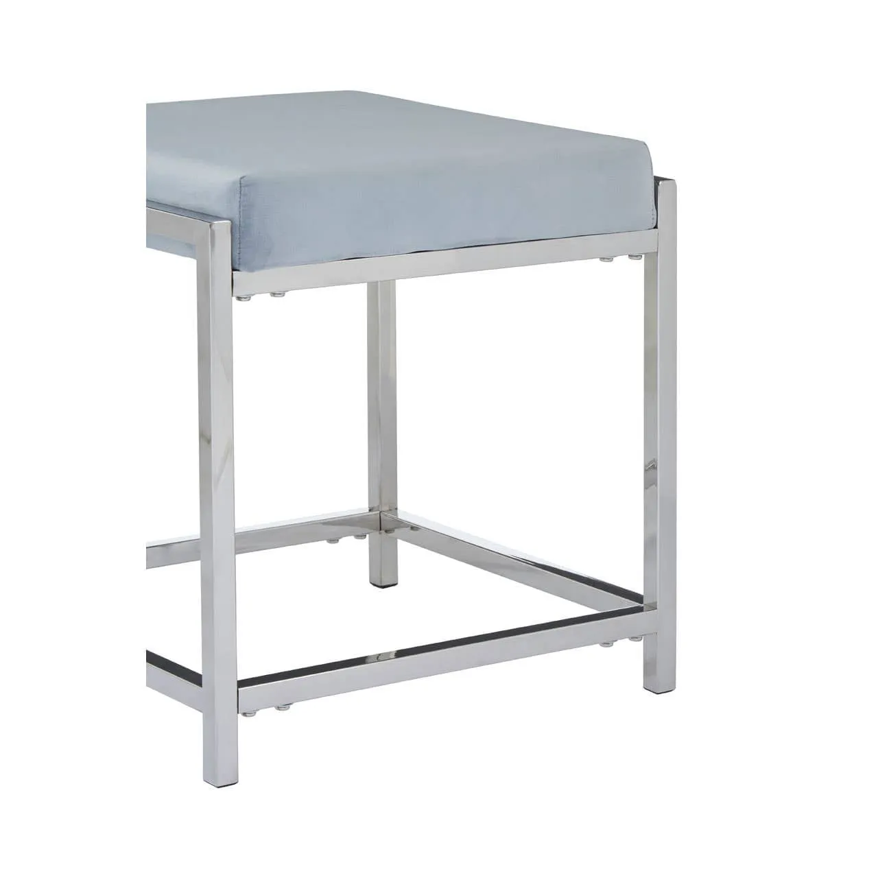 Allure Powder Blue Velvet / Silver Stool