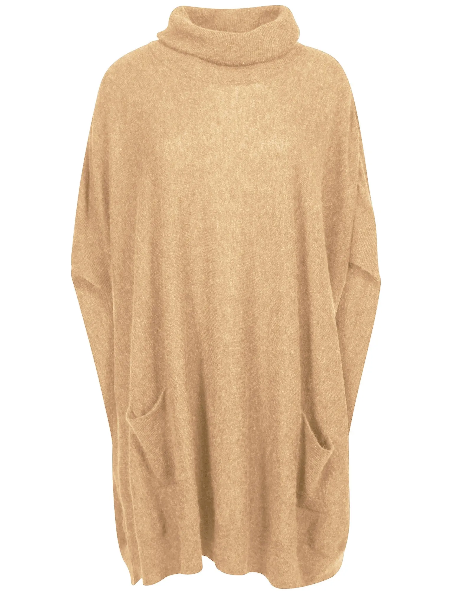 Amara Reya Clarence tan knitted poncho