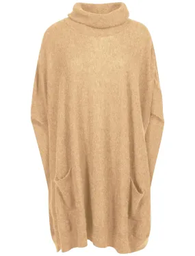 Amara Reya Clarence tan knitted poncho