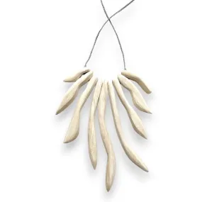 ANN LIGHTFOOT - IRREGULAR WHITE WOOD FAN NECKLACE