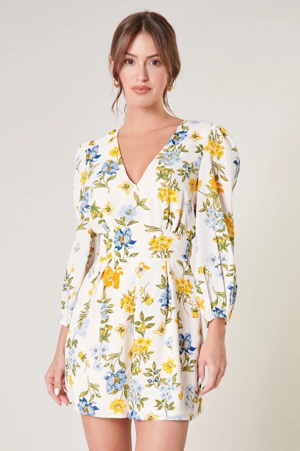 April Floral Balloon Sleeve Heartthrob Romper