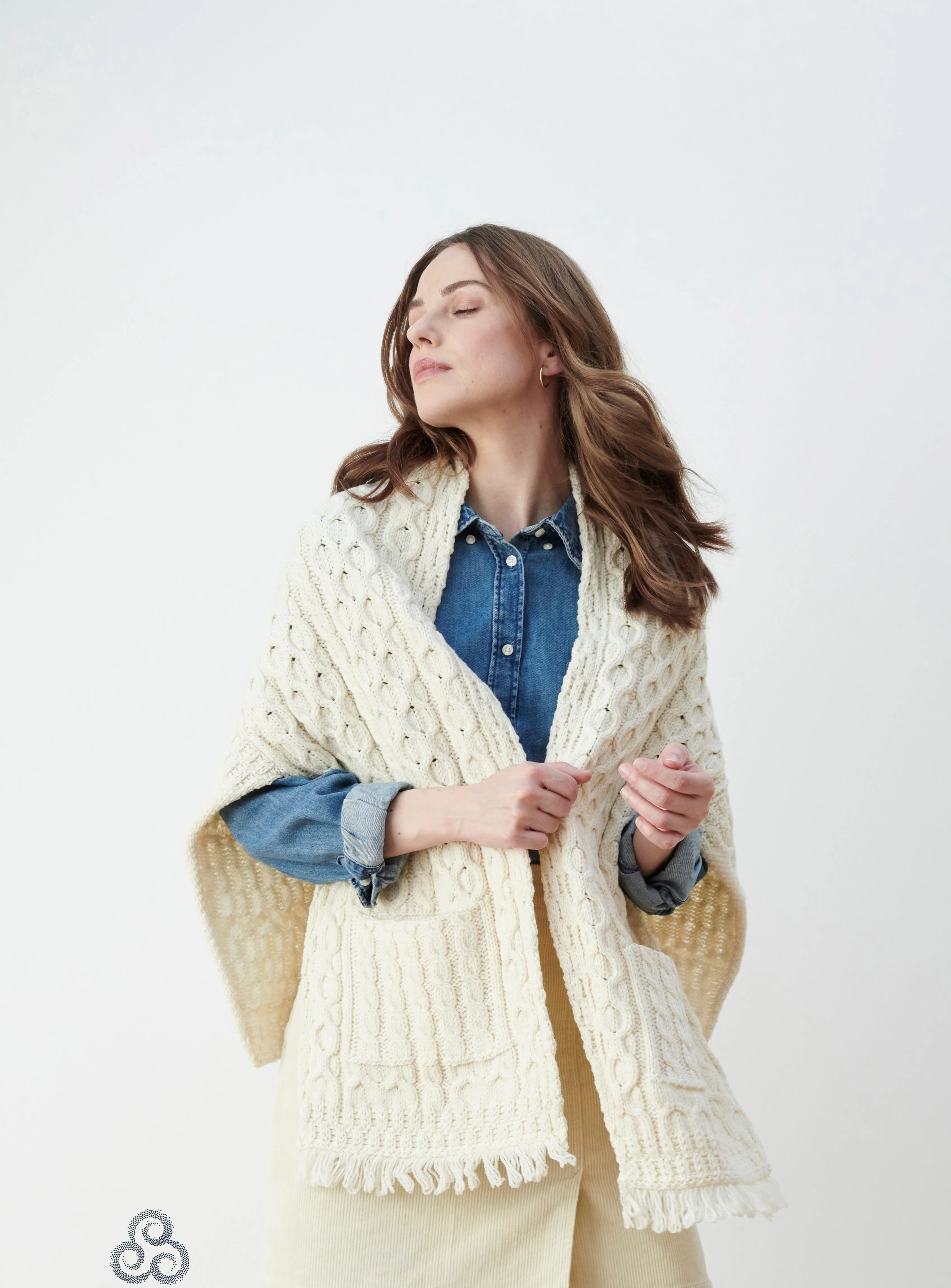 Aran - Wrap with pockets - Cream