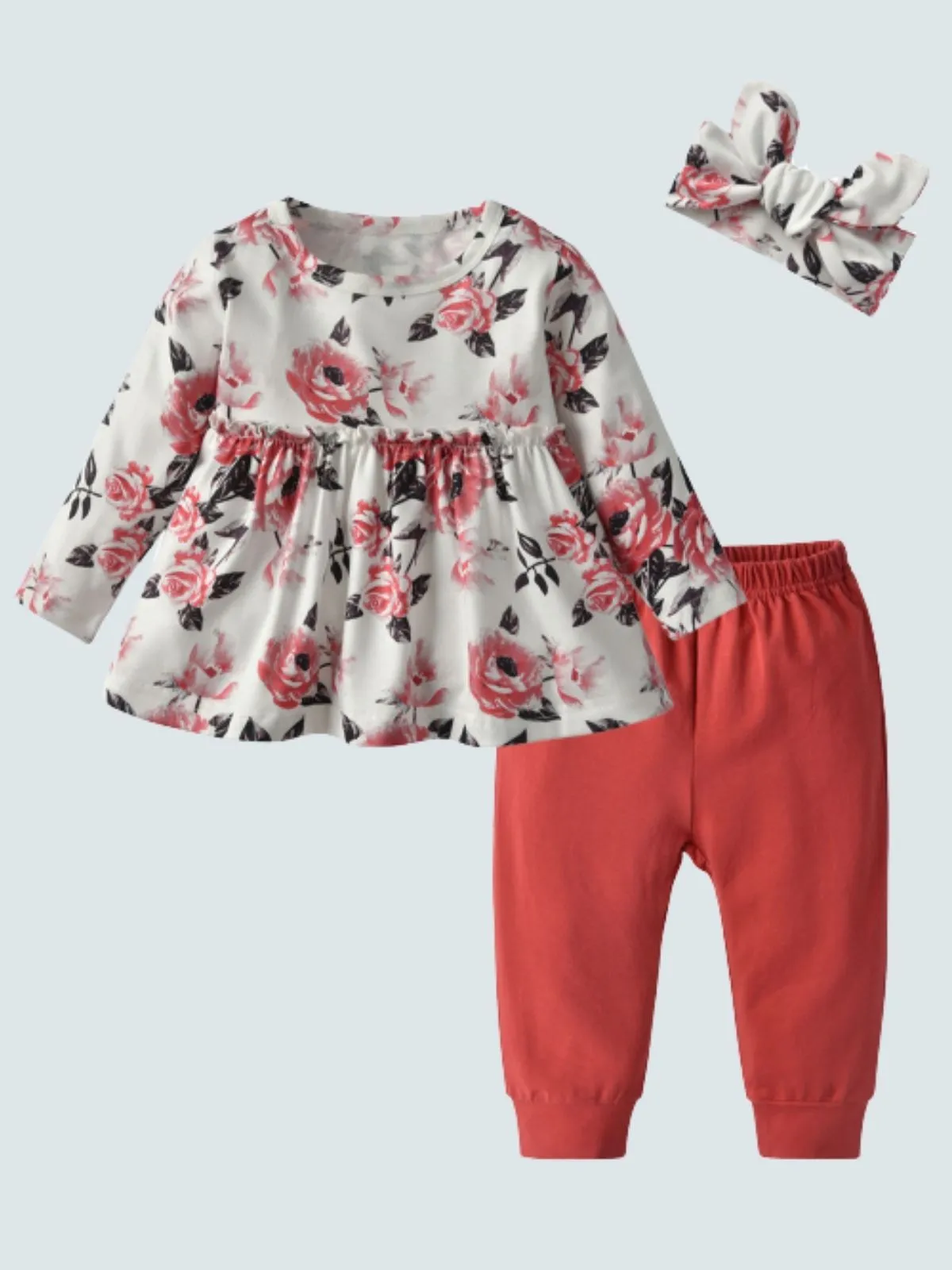 Baby Floral Funtime Long Sleeve Casual 3 Piece Set