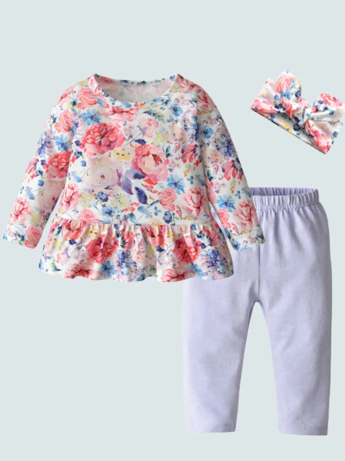 Baby Floral Funtime Long Sleeve Casual 3 Piece Set