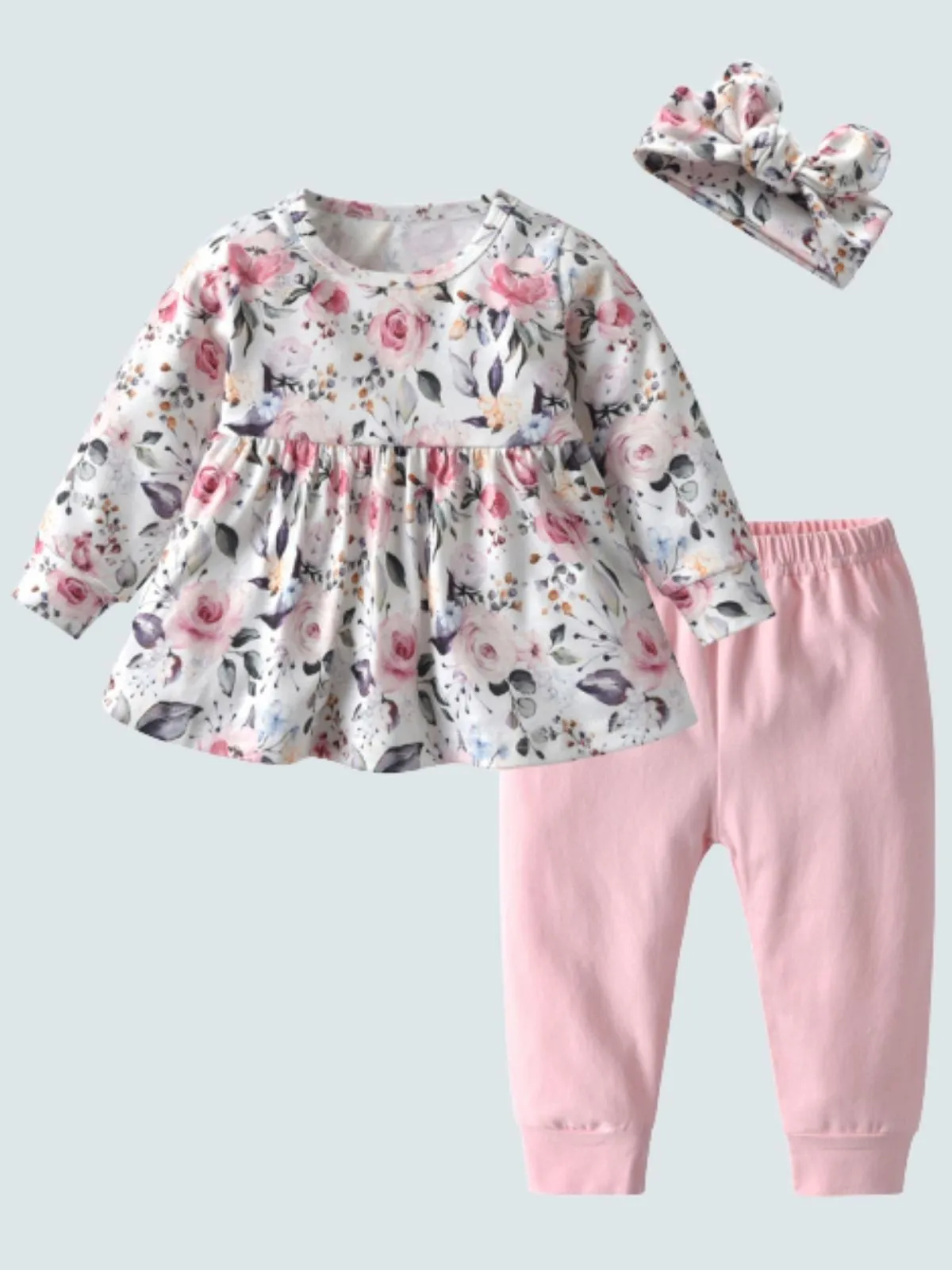 Baby Floral Funtime Long Sleeve Casual 3 Piece Set