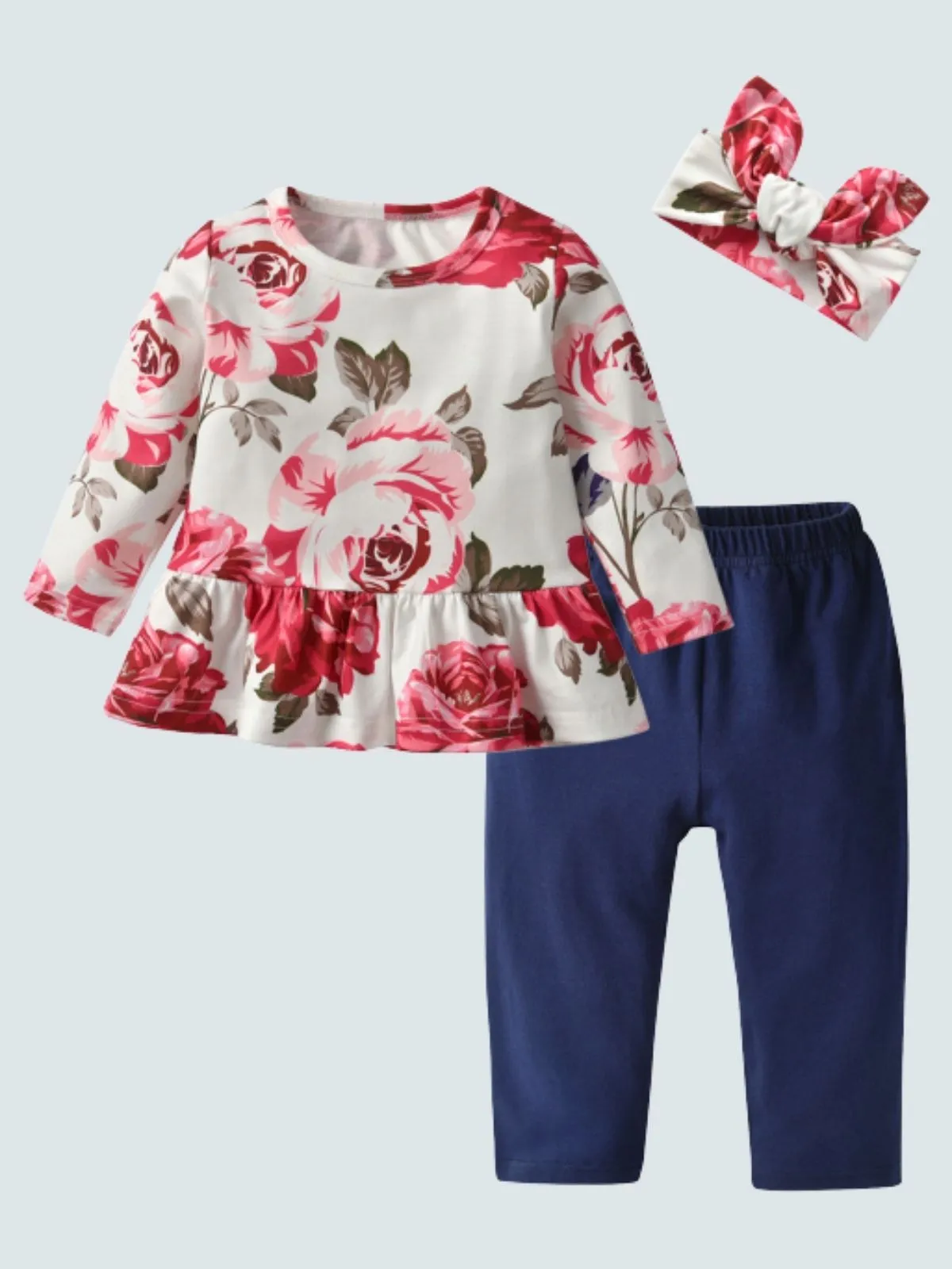 Baby Floral Funtime Long Sleeve Casual 3 Piece Set