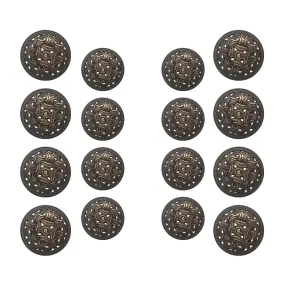 Baroque Design Embellished Metal Button( Pack of 8 Big   8 Small)