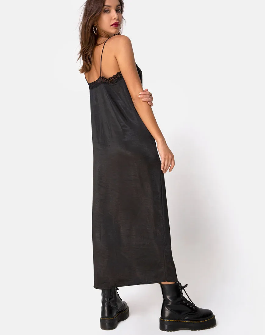 Batilia Maxi Dress in Satin Black