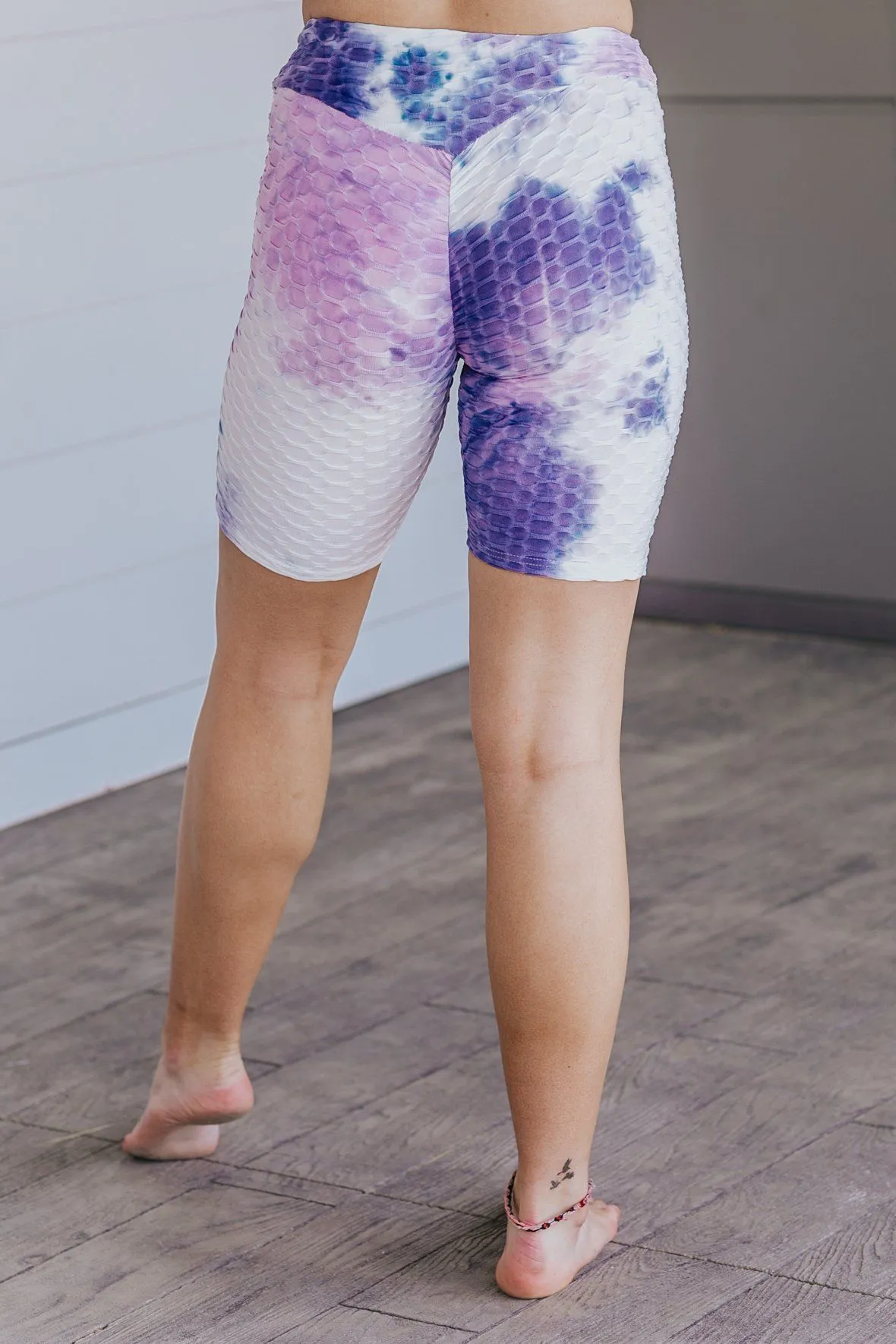 Before You Go Tie Dye Popcorn Shorts in Purple