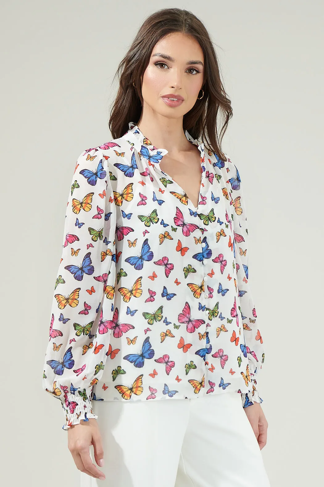 Bess Butterfly Long Sleeve Blouse