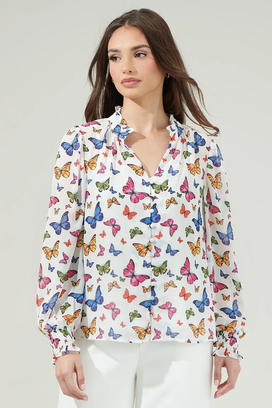 Bess Butterfly Long Sleeve Blouse