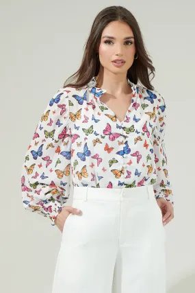 Bess Butterfly Long Sleeve Blouse