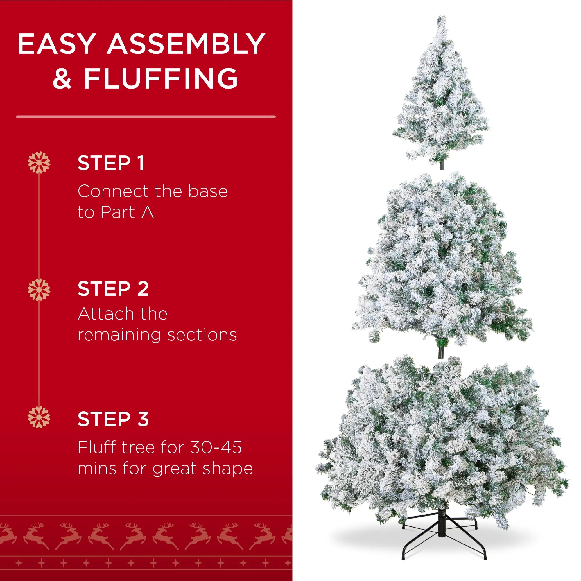 Best Choice Products 6ft Pre-Lit Holiday Christmas Pine Tree w/ Snow Flocked Branches, 250 Warm White Lights - Walmart.com