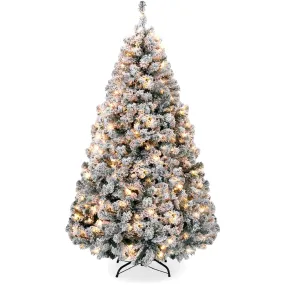 Best Choice Products 6ft Pre-Lit Holiday Christmas Pine Tree w/ Snow Flocked Branches, 250 Warm White Lights - Walmart.com