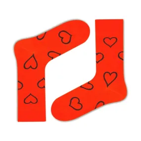 Big Heart Colorful fun patterned organic novelty orange crew socks