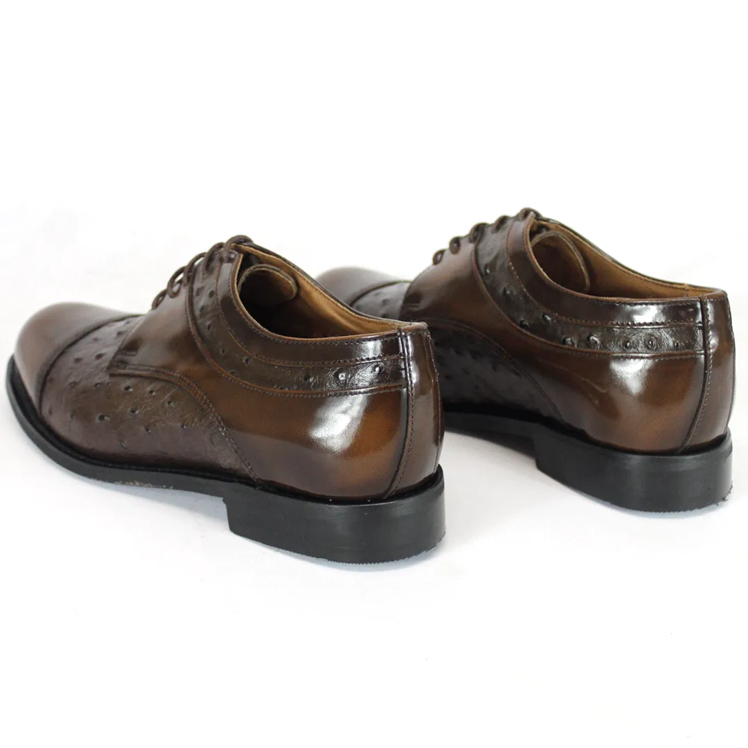 Bishop Leather Walnut Ostrich Shoe