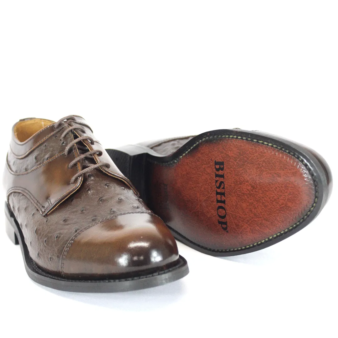 Bishop Leather Walnut Ostrich Shoe