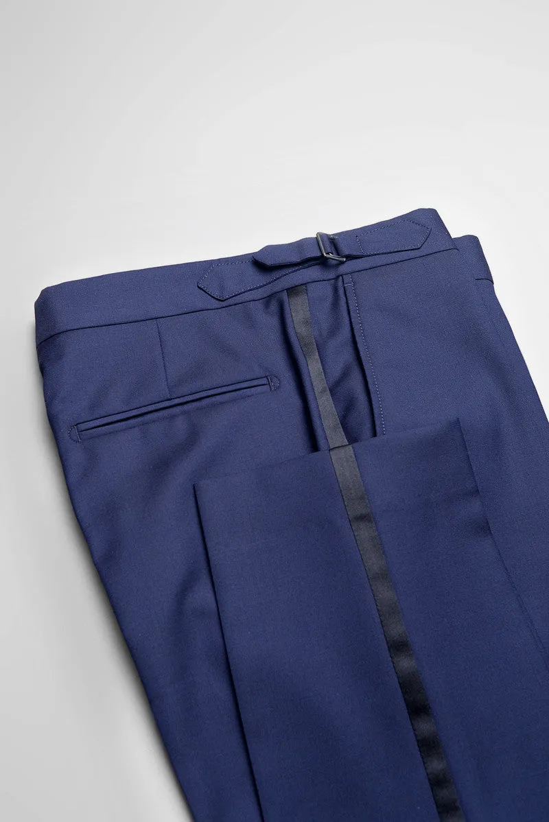 BKT50 Tuxedo Trouser in Super 110s - Navy with Satin Stripe