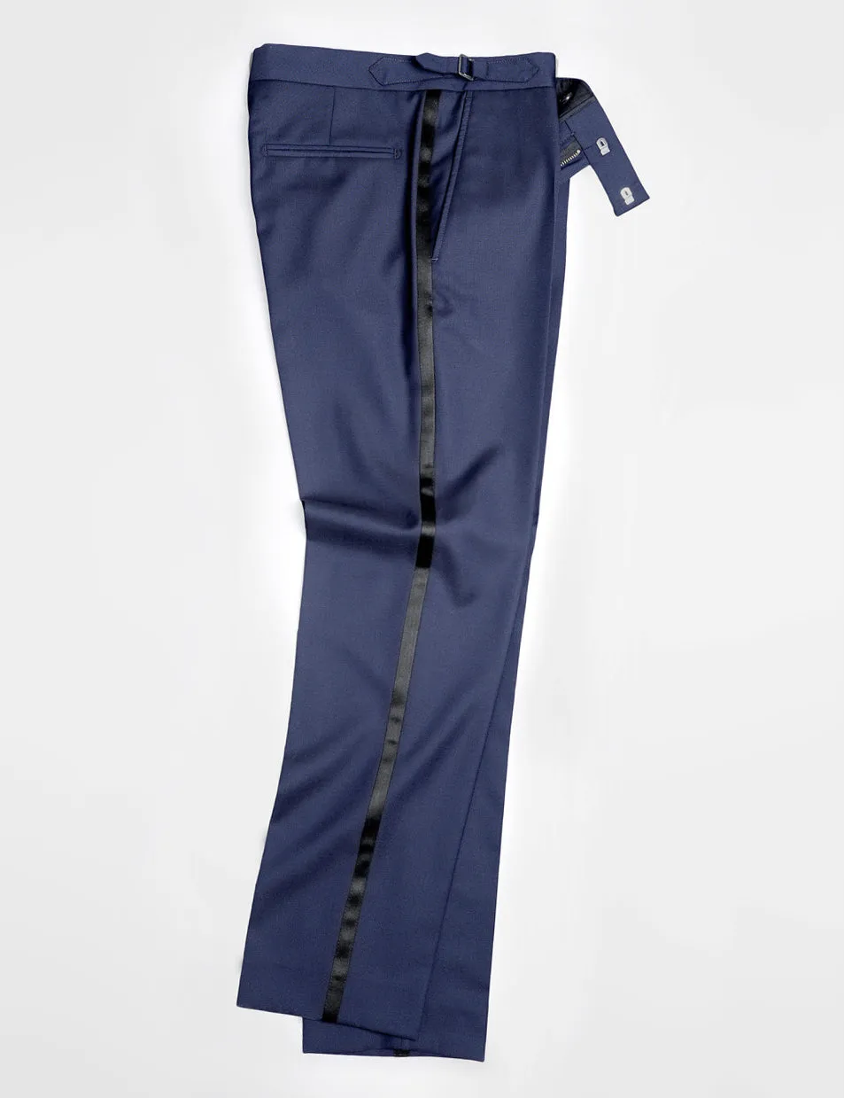 BKT50 Tuxedo Trouser in Super 110s - Navy with Satin Stripe