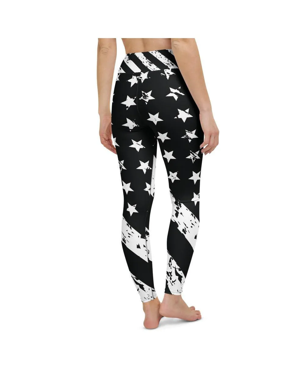 Black & White American Flag Yoga Pants